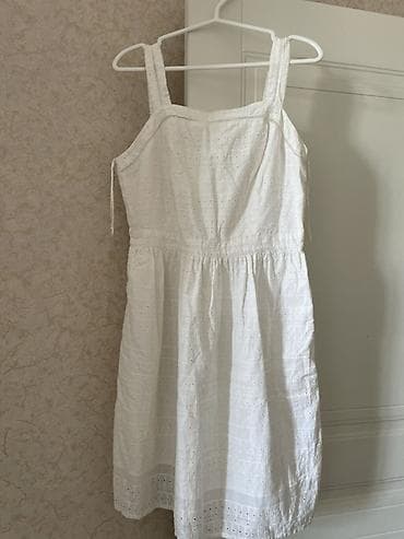 ag sarocka: Ağ rəngli, Broderie Anglaise naxışlı yay donu - Model: qalın çiyin — 1