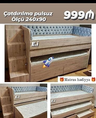 İki mərtəbəli çarpayı-divan kombinasiyası - Ölçü: 240x90 - Material