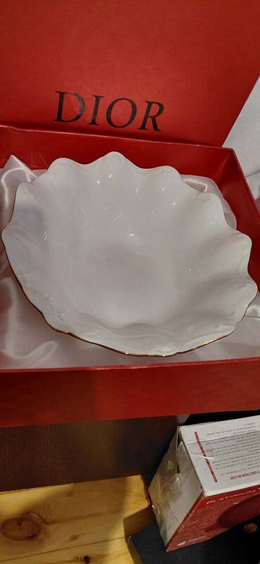 Mətbəx aksesuarları: Dior porselen meyvə/günbəz qabı - Brend: Dior (alt hissədə qızılı — 3