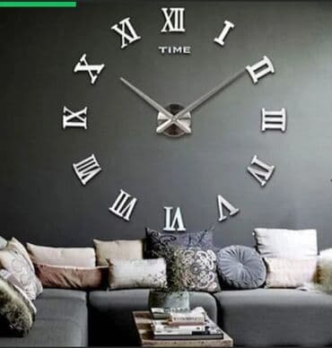 3d saat: Divar saatı 3D Gümüşü Plastik materialdandır və güzgü kimi — 1