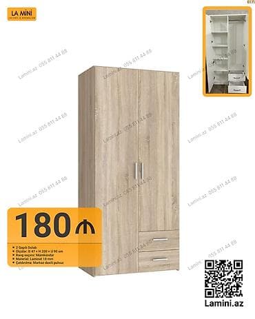 İki qapılı dolab - Ölçülər: dərinlik 47 sm x hündürlük 200 sm x en 90 — 1