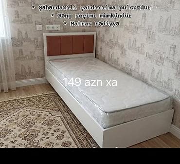 gence mebel: Tək nəfərlik çarpayı dəsti - Düz xətli, minimal dizaynlı korpus - — 1