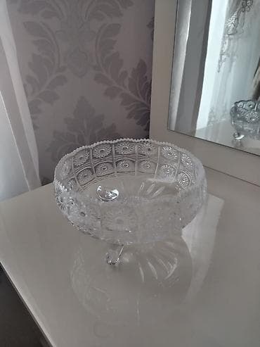 Şüşə/kristal dekorativ meyvə qabı - Material: qalın, şəffaf şüşə — 1