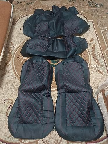 oturacaqlari: Avtomobil oturacaq örtükləri dəsti - Rəng: qara, qırmızı romb tikişli — 4