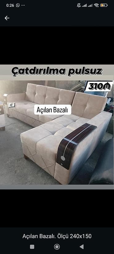 oturaca: Açılan-bazalı künc divan dəsti - Ölçü: 240x150 sm - Mexanizm: açılan — 1