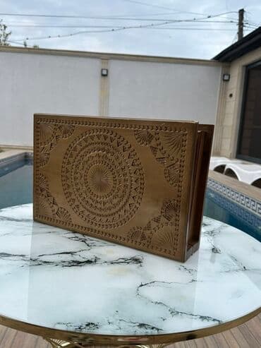 nerd taxta sekilleri: Taxta oyma naxışlı şahmat dəsti - Material: tam taxta korpus, üst — 6