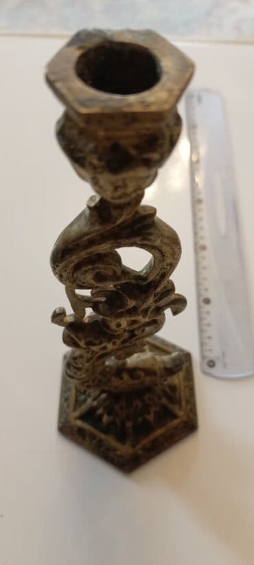 Pastel dəstləri: Bürünc şamdan – dekorativ, fiqurlu gövdəli,qədim - Material: tökmə — 8