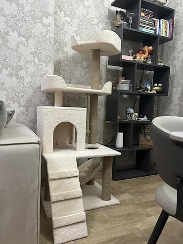pişiy adlari: Pişik üçün çoxfunksiyalı oyun və dincəlmə kompleksi - Rəng: krem/bej — 1