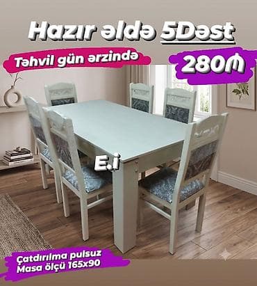 Masa + 6 stul 280Azn💥 ✔️Rəng seçimi var ✔️Masa açılan olanda lalafo.az -da Masa + 6 stul 280Azn💥 ✔️Rəng seçimi var ✔️Masa açılan olanda