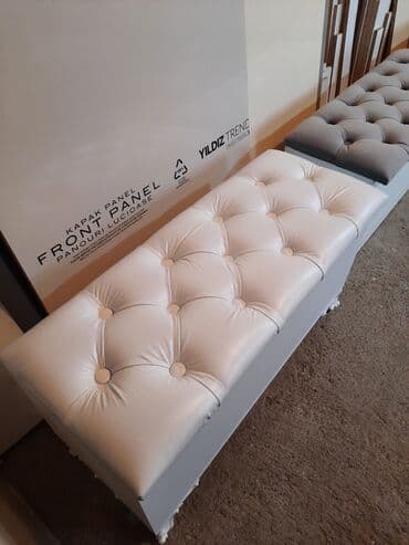 подержанная мебель: Yeni, Pufik oturacaq, Dəri, rəng - Ağ, Kredit yoxdur, Ödənişli çatdırılma — 1