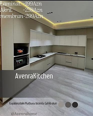 metbex mebeli kreditle: Sifarişlə mətbəx dəsti, Özü çəkən petlələr, Sadə laminat, Kredit var, Pulsuz çatdırılma, Ödənişli çatdırılma, Rayonlara çatdırılma — 3