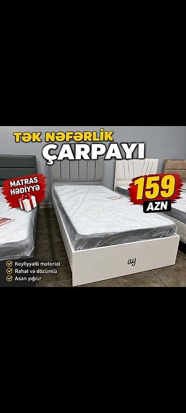 dosekler: Tək nəfərlik çarpayı – sadə və funksional dizayn. Paketə matrass — 1