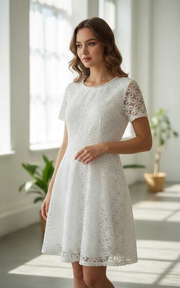 Ağ rəngli atlas-qipür fakturalı qadın paltarı. 1-2 dəfə geyinilib lalafo.az -da Ağ rəngli atlas-qipür fakturalı qadın paltarı. 1-2 dəfə geyinilib