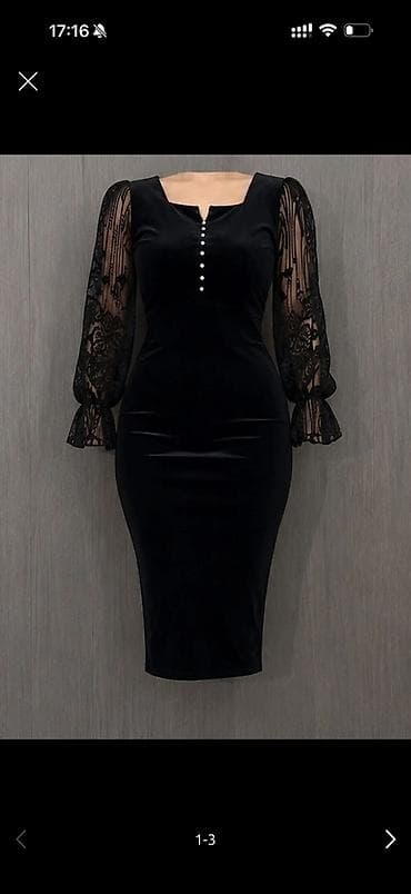 Qara məxmər kokteyl donu. L,Xl,2Xl ucun — 1