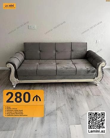 Divan, Açılan, Bazalı, Vеlur parça, Şəhərdaxili pulsuz çatdırılma — 1