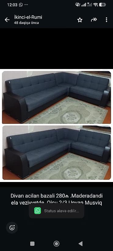 Divan acilan bazali 280₼ .Maderadandi ela veziyyetde .Olcu 2/3 Unvan — 1