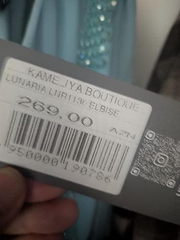 Açıq mavi rəngdə uzun ziyafət/libas - Model: V-yaxa, döş hissəsində — 3