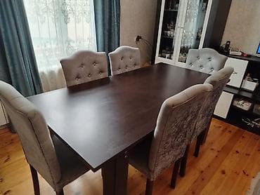 кухонные стулья: Для гостиной, Нераскладной, Прямоугольный стол, 6 стульев — 3