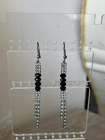 klassik geyim kisi: Qadın sırğaları dəsti – 5 müxtəlif model - Kristallı, dairəvi halqalı — 6