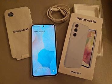 telefon kabro: Samsung Galaxy A35, 256 GB, rəng - Ağ, Barmaq izi — 3