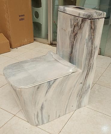 Сантехника: Mermer naxışlı təkgövdəli unitaz - Material və görünüş: Mermer — 1