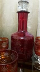 serviz nədir: СССР.Хрусталь.Рубиновый графин с 6 фужерами.Новый.Не пользовались — 1