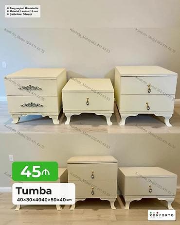 Tumba – klassik dizaynlı, zərif ayaqlı model. - Ölçülər: 40×30×40