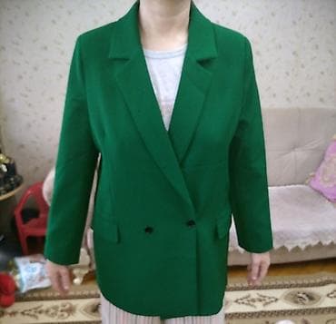 cins pencək: Qadın üçün yaşıl rəngli bleizer - Klassik düz kəsim, oversize effektli — 2