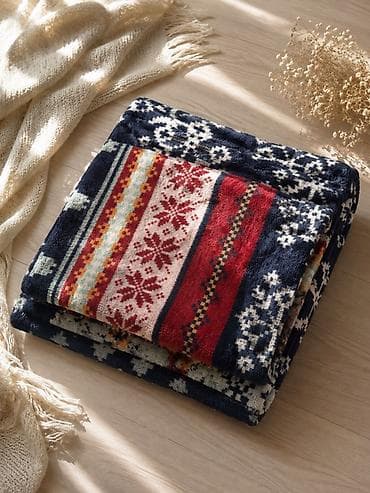 evde sam yandirmaq: Skandinaviya naxışlı yumşaq pled - Material: tüklü mikrofiber/flis — 1