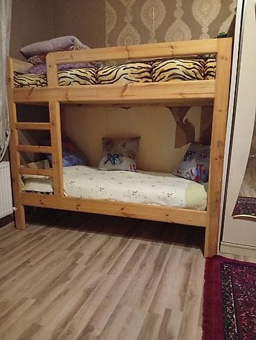 Oğlan və qız üçün, Çarpayı, Matras ilə, Siyirməsiz, Taxta