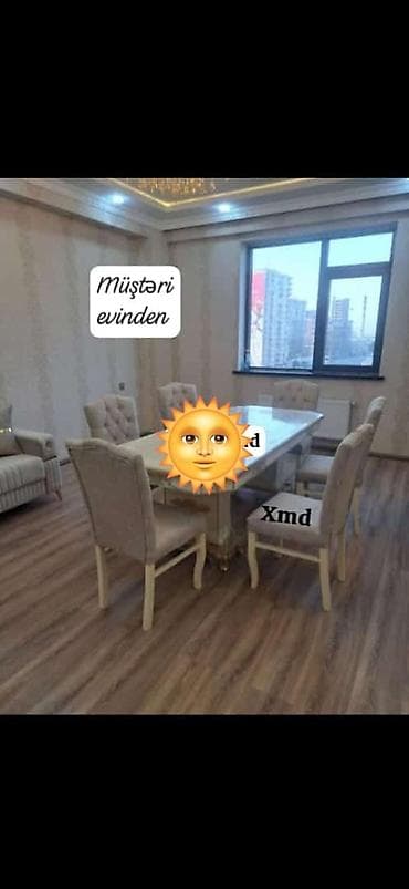 mebel stul: Qonaq otağı üçün, Yeni, Dördbucaq masa, 6 stul — 1
