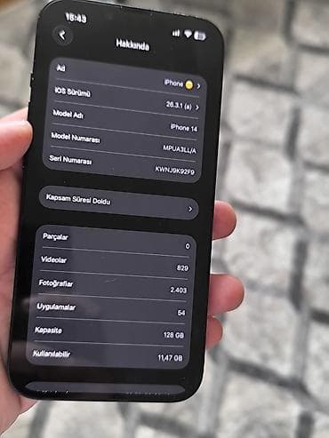 ipad air 4 nesil: IPhone 14, 128 GB, Midnight, Face ID — 10