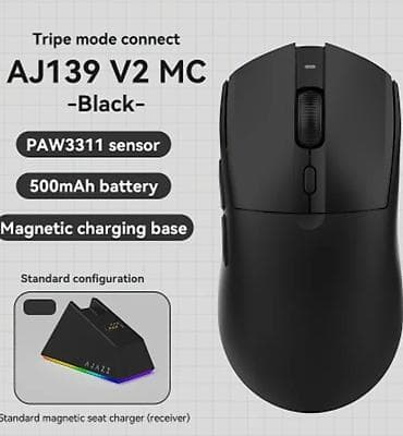 Ноутбуки: AJAZZ AJ139 V2 MC (Black) – oyun və ofis üçün çoxrejimli simsiz siçan — 1