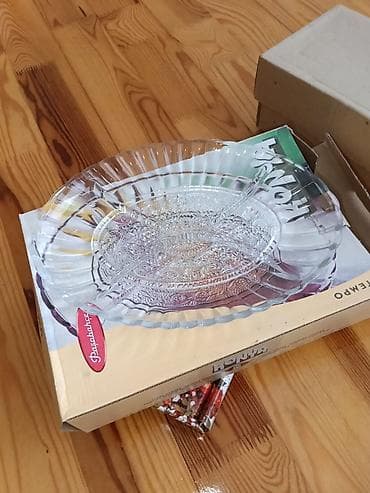 Mətbəx qab-qacaq dəsti - Şüşə servis boşqabı – Pasabahçe markalı