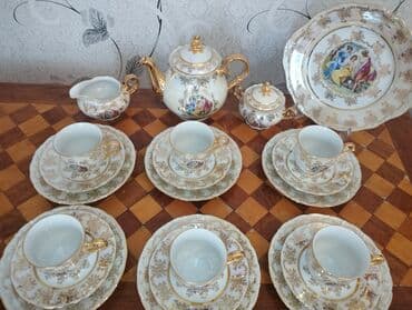 suse saxlama qablari: Çay dəsti, rəng - Qızılı, Farfor, Madonna, 6 nəfərlik, Çexiya — 2