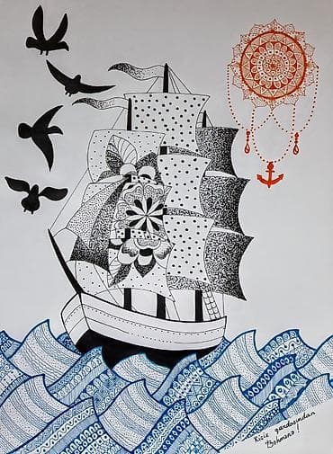 divar saat: Əl işi qrafika və illüstrasiya rəsmləri (mandala və naxışlı — 6