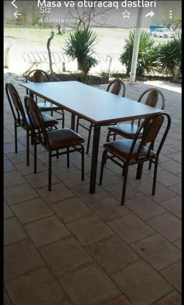 laminat qiyməti: Qonaq otağı üçün, Yeni, Açılmayan, Dördbucaq masa, 6 stul — 1