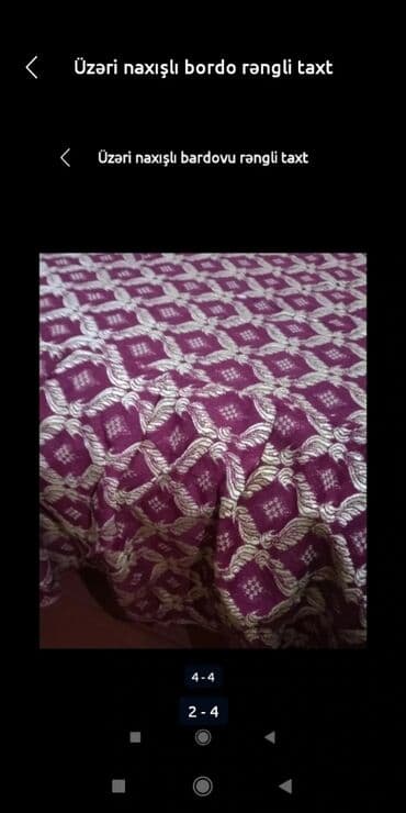 taxt doşəyi: Üzəri naxışlı bardovu rəngli taxt üçün pakrival, 230×201. Yuxarı və — 3