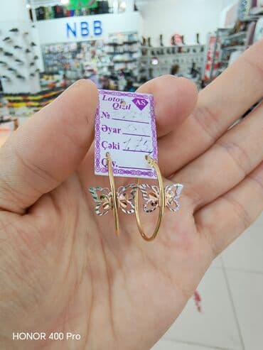 1 qram gümüşün qiyməti 2022: Sırğa, Sarı qızıl, 585 Əyar, 175 g — 4