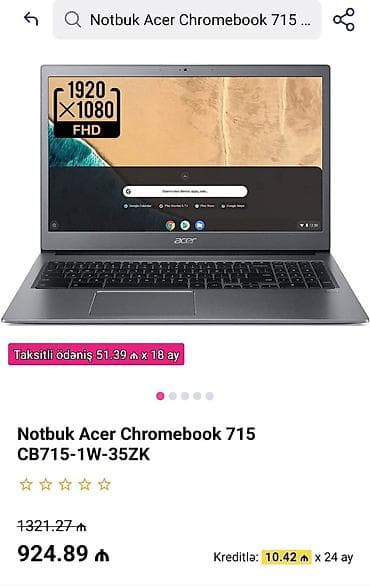 acer nitro 5: Yeni Acer Chromebook, 15.6 ", Intel Core i3, 128 GB, Ünvandan götürmə — 1