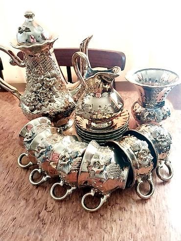 qizil guller: Çay dəsti, rəng - Qızılı, Metal, 6 nəfərlik — 2