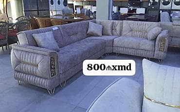 Divan və kreslo dəstləri: Künc divan dəsti - Rəng: boz - Material: yumşaq parça üzlük - Dizayn — 1