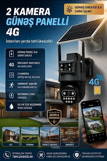 kamera ev: Günəş panelli 4G təhlükəsizlik sistemi – iki kameralı IP66 gövdə - — 1
