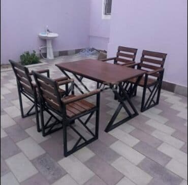 садовая мебель баку: Новый, Прямоугольный стол, 4 стула, Нераскладной, Со стульями, Металл, Азербайджан — 1