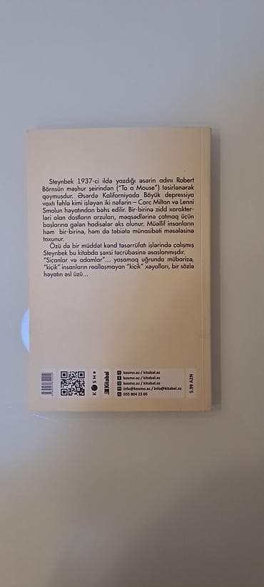 İncəsənət və kolleksiyalar: Məhsul: Kitab – “Siçanlar və Adamlar” (Con Steynbek) Nəşriyyat: Çardağ — 2