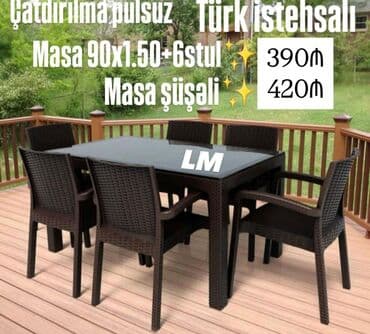 metbex mebileri: Для кухни, Новый, Нераскладной, Прямоугольный стол, 4 стула — 28