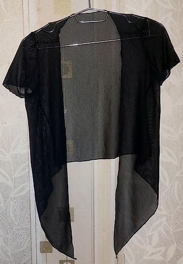 Qara şifon bolero/kimono üstdən geyim - Rəng: qara - Material