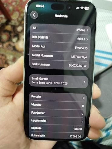 iphone se 2: IPhone 15, 128 GB, Yaşıl, Zəmanət — 3
