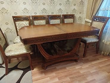 taxta alisi: Qonaq otağı üçün, Açılan, Dördbucaq masa, 6 stul — 2