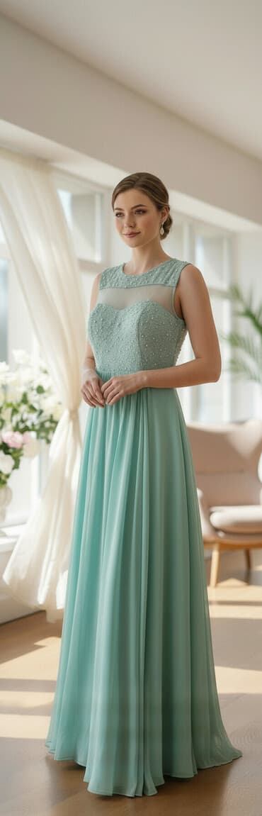 Xonça: Məhsul: uzun ziyafət/gecə geyimi - Rəng: nəm‑mavi/mentol - Brend: Pop — 1